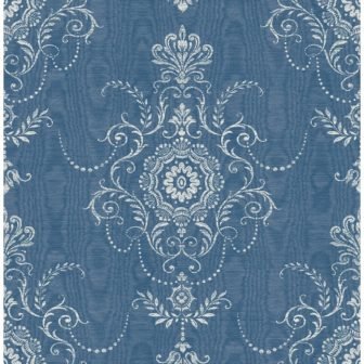 French Blue Colette Cameo Paper Unpasted Nonwoven Wallpaper Roll 60.75 sq. ft.