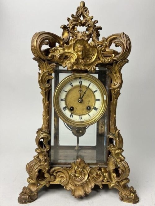 FRENCH GILT BRONZE MANTEL CLOCK