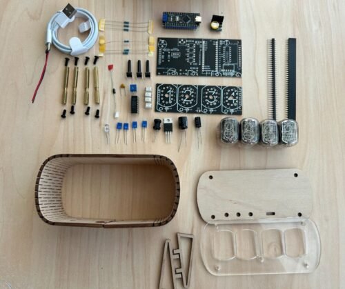 FULL KIT Nixie Clock IN-12 12H or 24H Format (With tubes) DIY