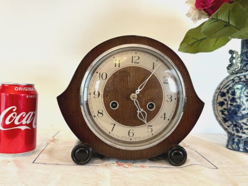 Fully Restored Beautiful Eye-Shaped 1956 Smiths 8-day Striking Mantel Clock, GWO