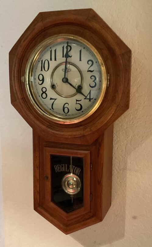 Functioning D&A Vintage Oak Regulator Clock Works a Little TLC NEEDED
