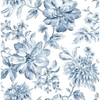 Gabriela Blue Floral Paper Strippable Roll (Covers 56.4 sq. ft.)