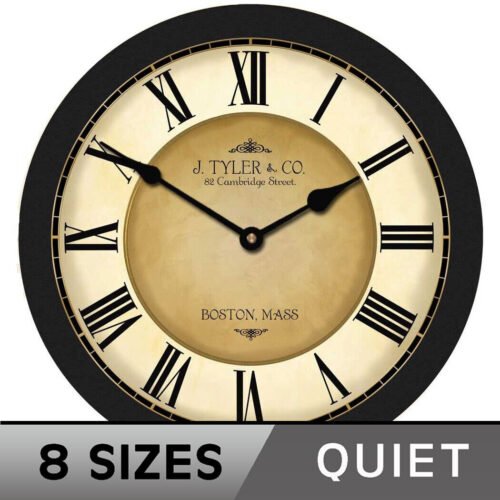 Galway Black Clock, Black wall clock, Ultra Quiet, Lifetime Warranty, 8 sizes,