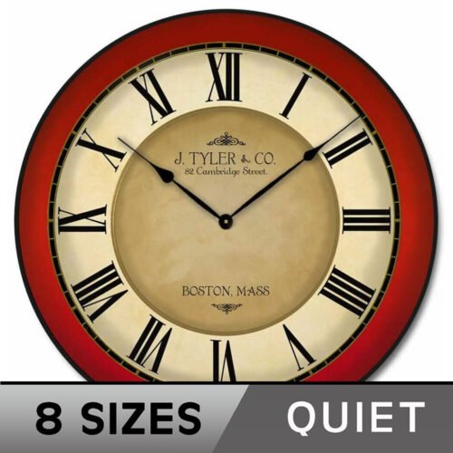 Galway Red Wall Clock, Ultra Quiet, Comes in 8 sizes, Lifetime Warranty