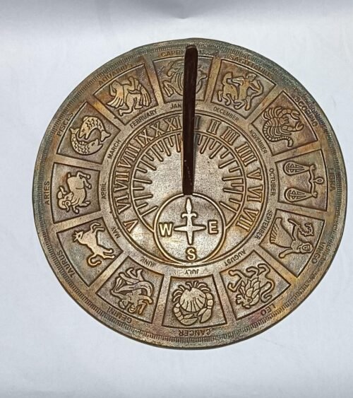 Garden Sundial Clock, Outdoor Timepiece for Yard and Garden Decor, Size 13"