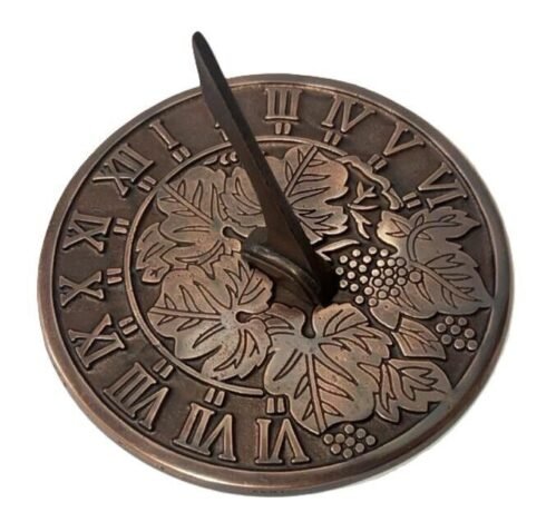 Garden Sundial Clock, Outdoor Timepiece for Yard and Garden Decor, Size 8"
