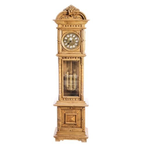 GAZO FAMILY STRIKE TRIPLE CHIME CLOCK,SOLID WALNUT CASE,3 WEIGHTS DRIVEN