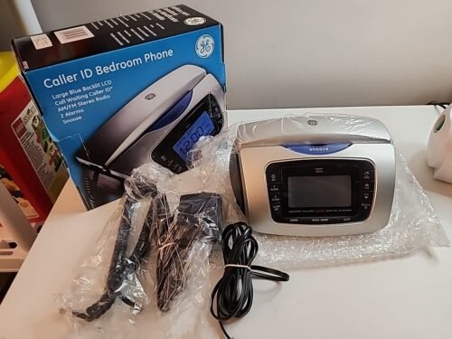 GE 29297GE3-A Clock Radio Telephone AM/FM Dual Alarm CID Backlit LCD CIB