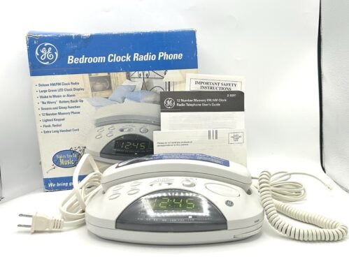 GE Bedroom Clock Radio Phone 2-9291 FM/AM Alarm 29291A Corded Handset White