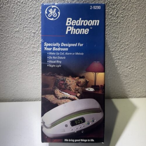 GE Bedroom Corded Phone 2-9290 Dual Alarm Clock Hearing-Aid Compatible New