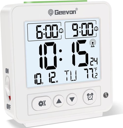 Geevon Atomic Travel Alarm Clock with Auto/8S Backlight, 2 Alarm Settings, Tempe