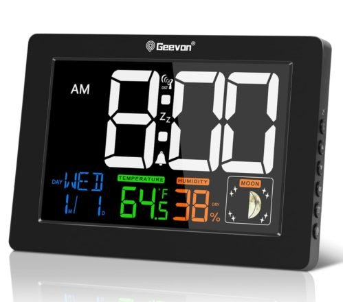 Geevon Digital Atomic Alarm Clock, Large Color Display Small Atomic Clock wit...