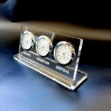 Three Time Zone Revolving Desk Clocks photo