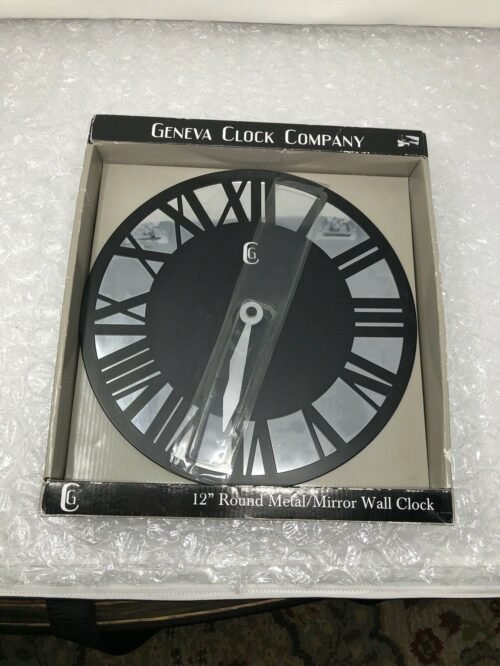 Geneva Clock Company Black Wall Clock, 12-Inch New In Box