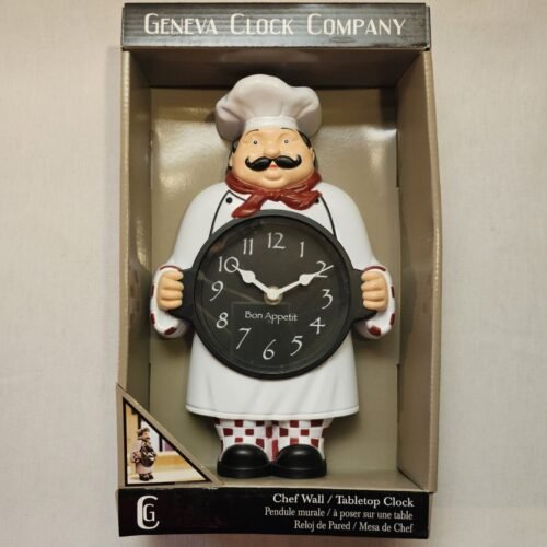 Geneva Clock Company Chef Wall/Tabletop Kitchen Clock NEW
