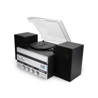 Geneva Retro Stereo System with Record Player Turntable, CD, Bluetooth, 50-Watt Power,...