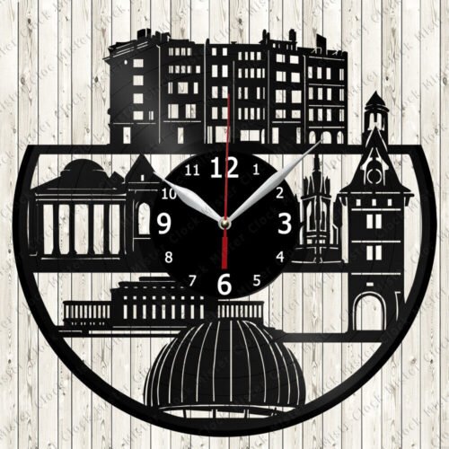 Geneva Skyline Vinyl Record Wall Clock Decor Handmade 7087