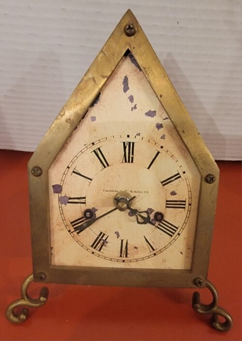 Genuine Timeworks Decorative Brass & Wood Table Top / Desk Clock - Vintage