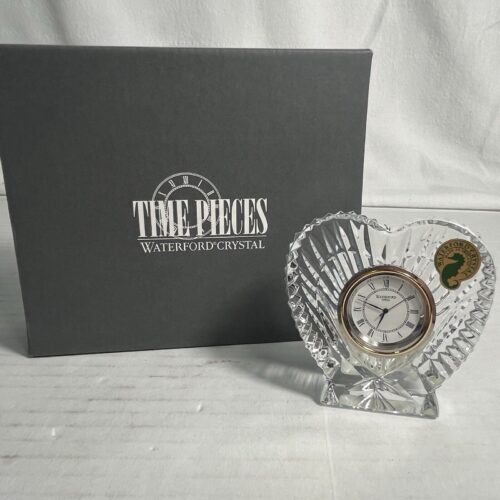 Genuine Waterford Crystal Vintage Heart Shaped Quartz Desk Clock