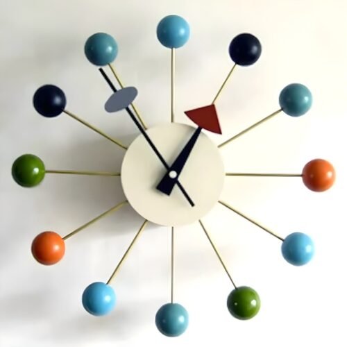 George Nelson Design Ball Clock Wall Multi Color Reproduction Mid Century Modern