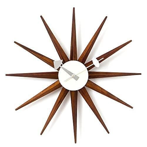 George Nelson Sunburst Clock Nelson Clock Wall Clock Walnut Brown