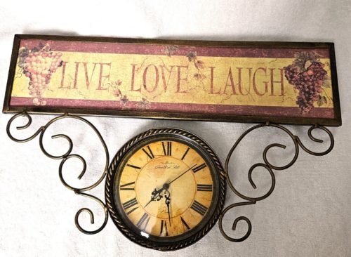 Gerald et Fils, Paris Clock with attractive Live, Love, Laugh wall sign
