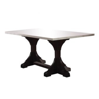 Gerardo Dining Table in White Marble & Weathered Espresso