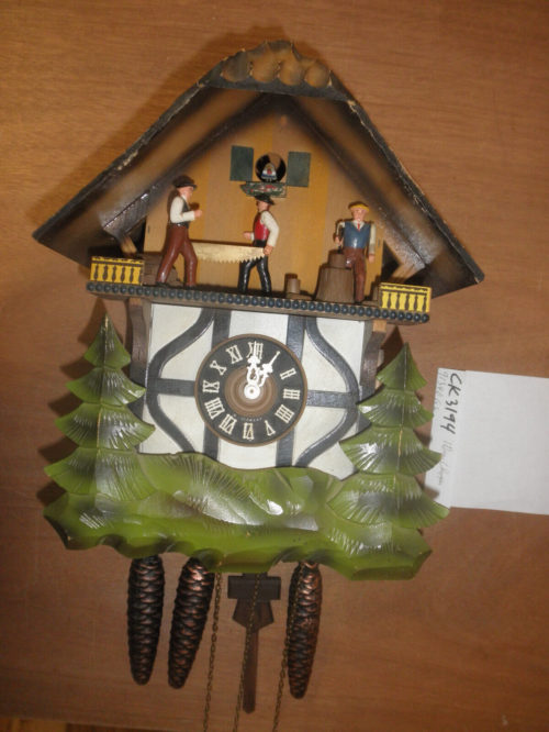German Black Forest made Vintage Musical Woodchopper 1 Day Cuckoo Clock CK3194
