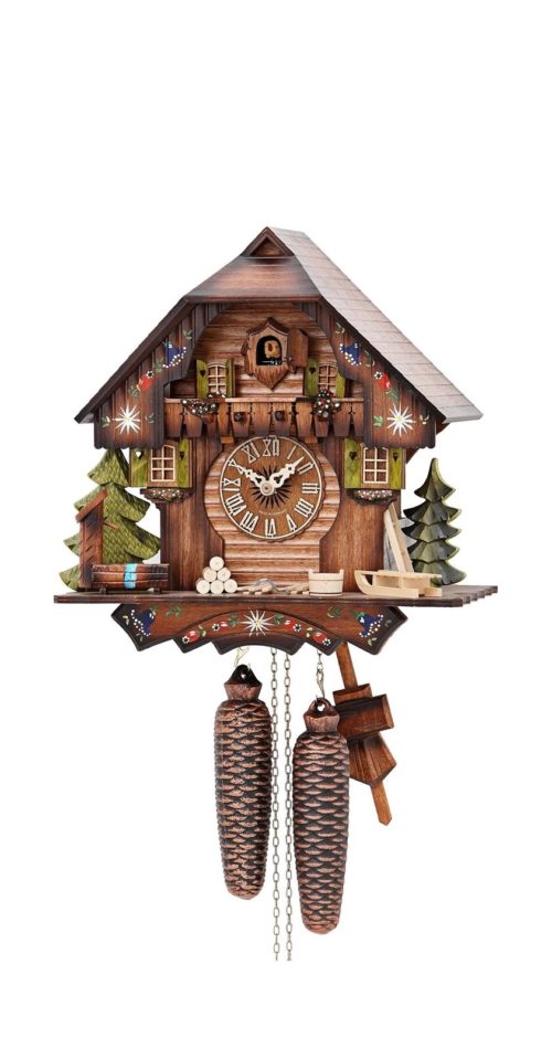 German Cuckoo Clock 8 day movement Chalet Style 13 inch Authentic black for