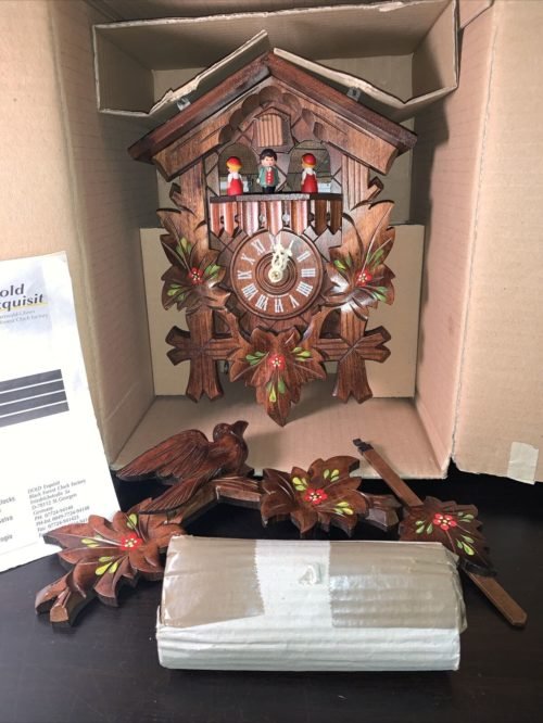 German Cuckoo Clock Handpainted Carved-Style 1 Day 33cm by Anton Schneider Rare