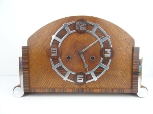 German JUNGHANS PFEILRKEUZ Antique 1930s Mantel Bracket Clock 8 Day RARE