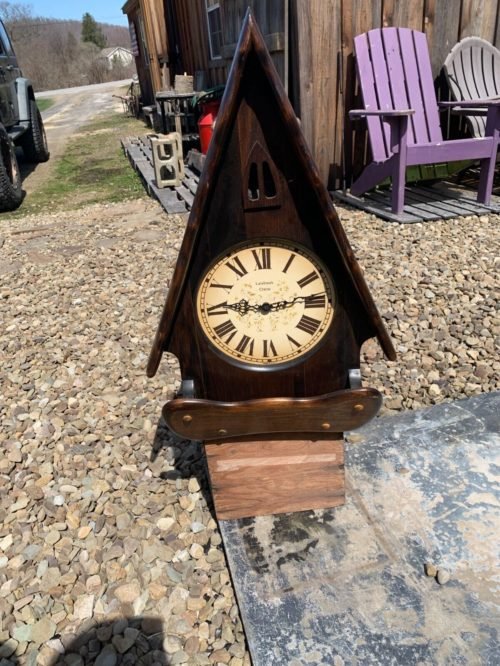 German Pinnacol Birdhouse Style Battery Operated Wall Clock Large Wood Frame