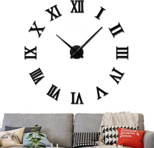 Giant Roman Numerals Clock Frameless Mirror Large Wall Clock Home Decor