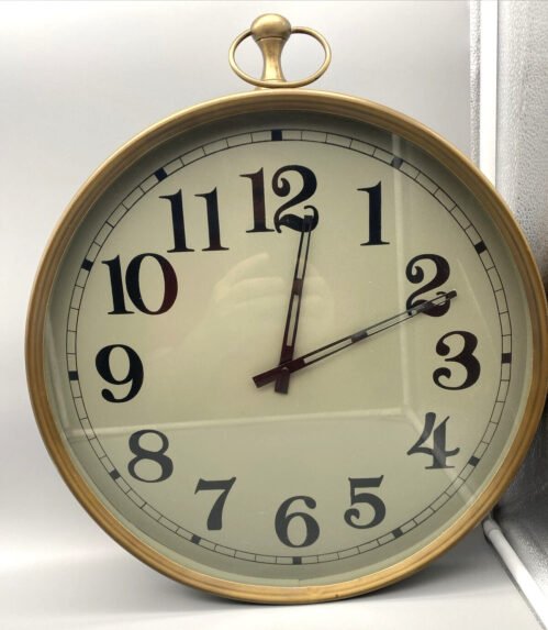 Giant Wall Clock Stopwatch 16" Made in India Brass Color Vintage WORKS