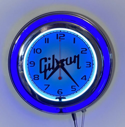 Gibson Guitars logo Large neon wall clock