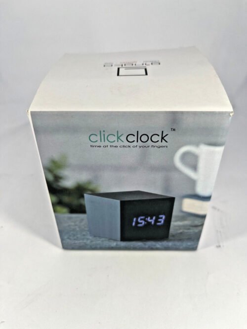 Gingko Cube Click Clock Textured Black LED Time Date Alarm Temperature New (LK)