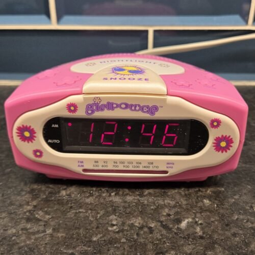 Girl Power Pink Alarm Clock Radio With Night Light GirlPower GP808 Fully Working