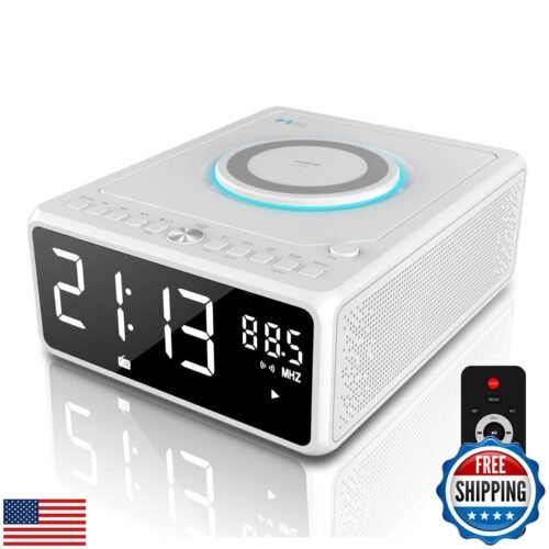 G Keni CD Player Alarm Clock Radio with Remote for Home, 10W Fast Wireless Ch