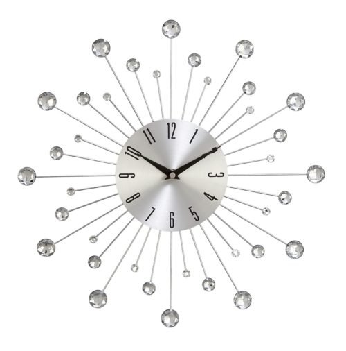 Glam Metal Abstract Wall Clock, 15" x 2" x 15", Silver
