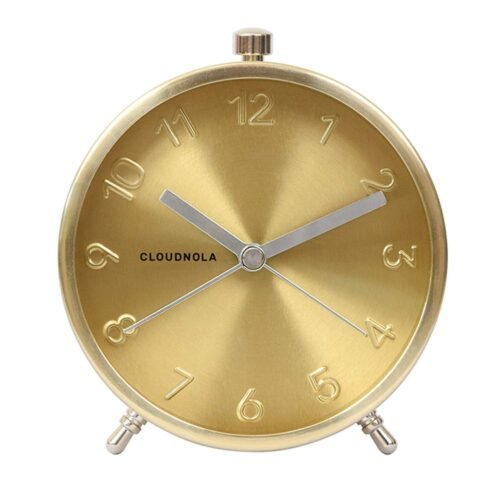 Glam Metal Alarm Clock Gold, 4.3 inch Diameter, Battery Operated Quartz Movem...
