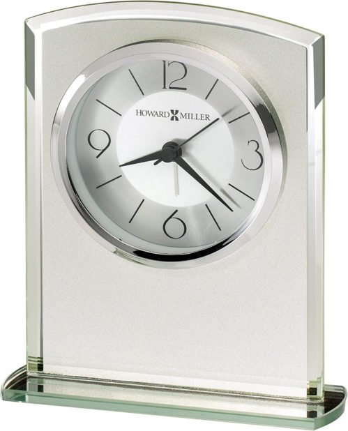 Glamour Table Clock 645-771 ? Modern Frosted Glass Clock with Curved Top, Mirror