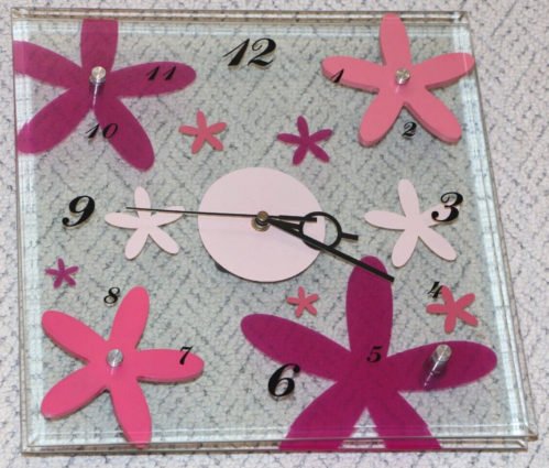 Glass Flower Wall Clock - 12" x 12"
