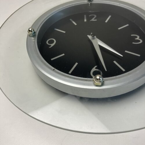 Glass Wall Clock Silver Tested works
