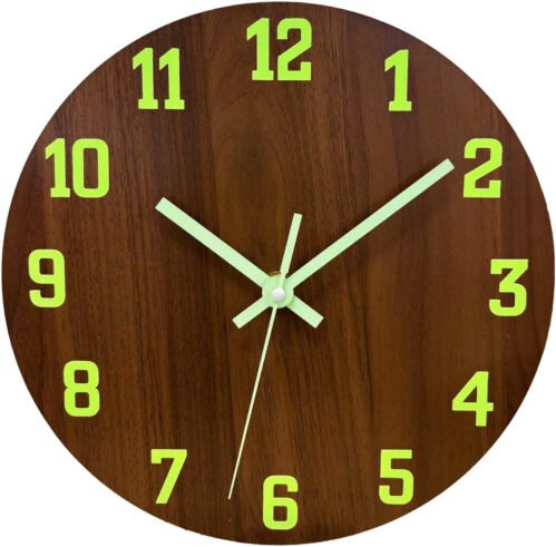 Glow in The Dark Wall Clock, 8 Inch Modern Silent Non Ticking Wall Clocks Batter