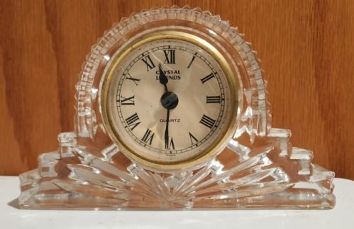 GODINGER 24% LEAD CRYSTAL LEGENDS QUARTZ MANTLE DESK CLOCK Battery Operated