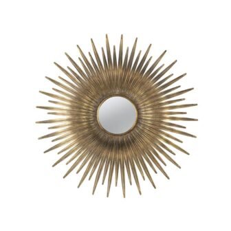 Gold 28.3 in. W x 28.3 in. H Art Deco Sunburst Iron...