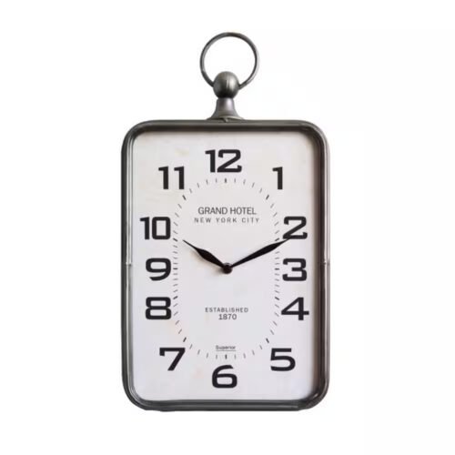Gold Analog Metal Hanging Wall Clock with Handle