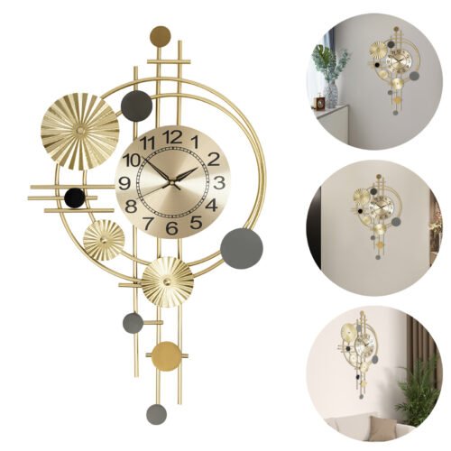 Golden Wall Clock Modern Decorative Art Clock Silent Wall Clock USA