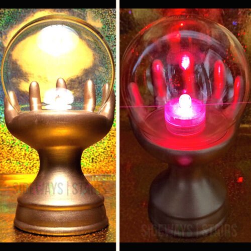 GOLD HAND CRYSTAL BALL CLOCHE fortune teller orb psychic Halloween decor mystic