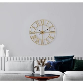 Gold Metal Analog Roman Numeral Wall Clock